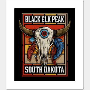 Black Elk Peak South Dakota Native American Bison Skull Posters and Art